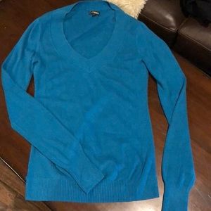 Blue express V-neck white sweater size large